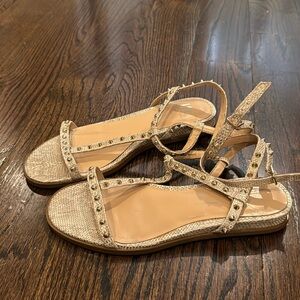 JLo studded gold flat sandals